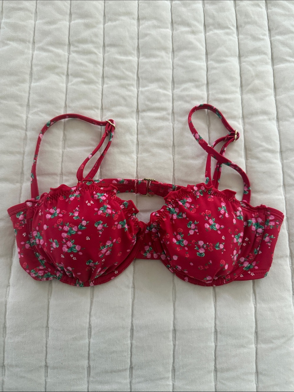 wild fable Red Floral Underwire Bikini Top with Ruffle Trim